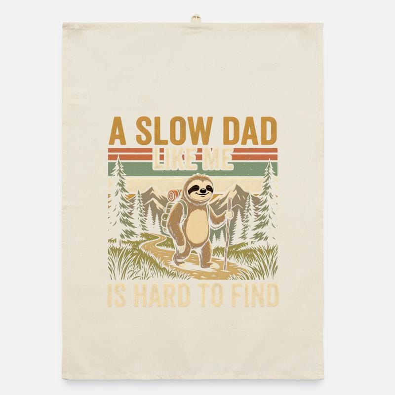 Slow Dad Like Me Hiking Sloth Organic dish towel