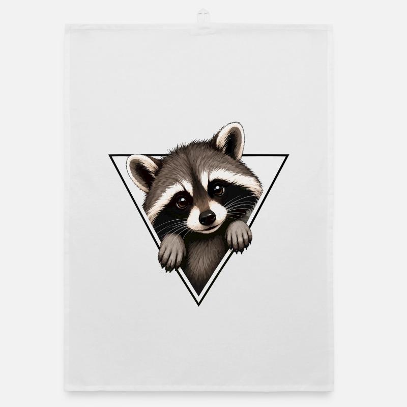 Raccoon in a triangle Organic dish towel