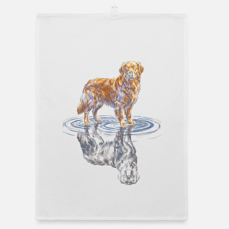 Golden Retriever Water Reflex Organic dish towel