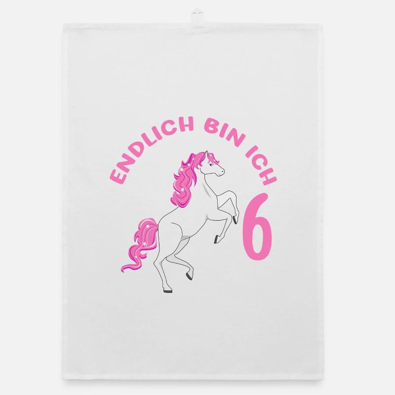 6 Jahre alt Pferd Endlich Bin Ich 6 Mädchen 6. Organic Geschirrtuch