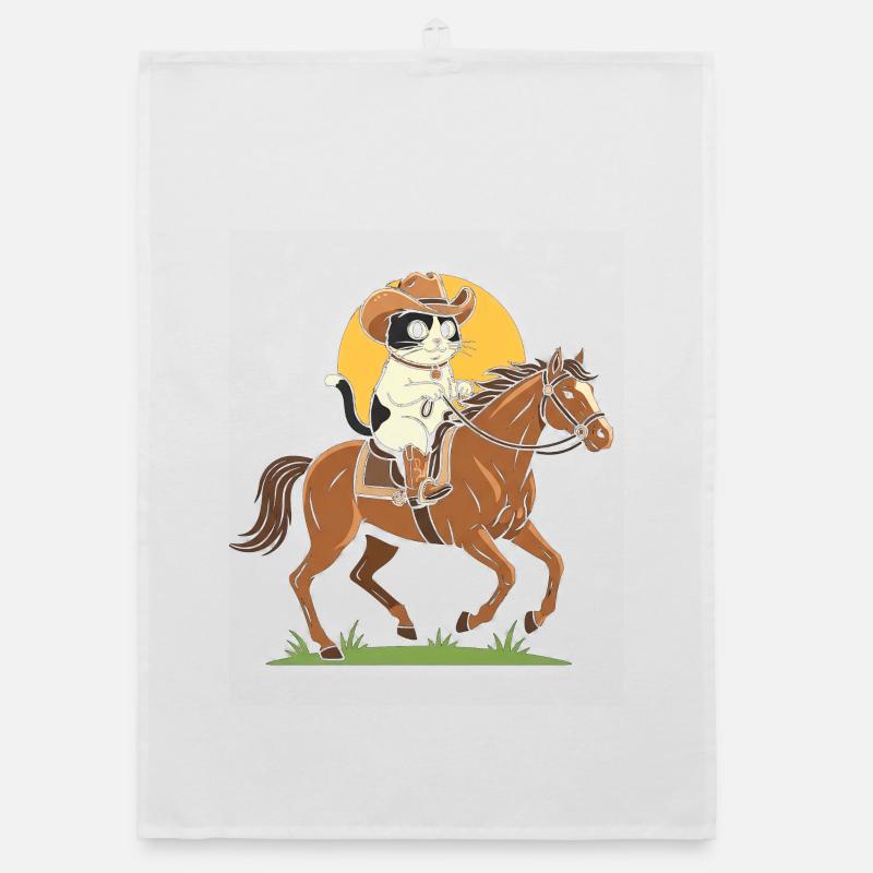 Chat cowboy à cheval Torchon bio