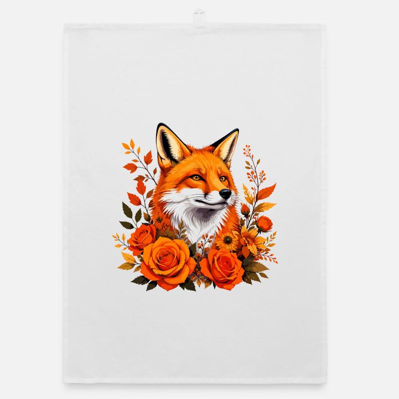 Fox in autumn rush Organic dish towel