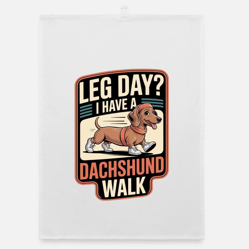 Dachshund Walk Organic dish towel
