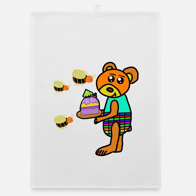 Cake Teddy Bear Muffin Kids Bees Organic dish towel
