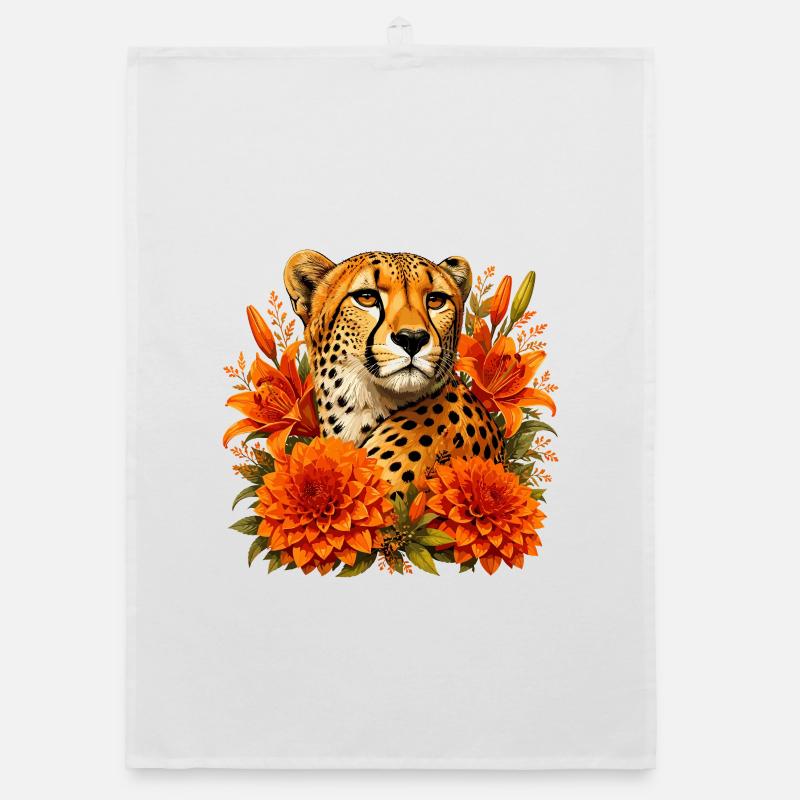 Cadre de guépard en fleurs d’automne Torchon bio