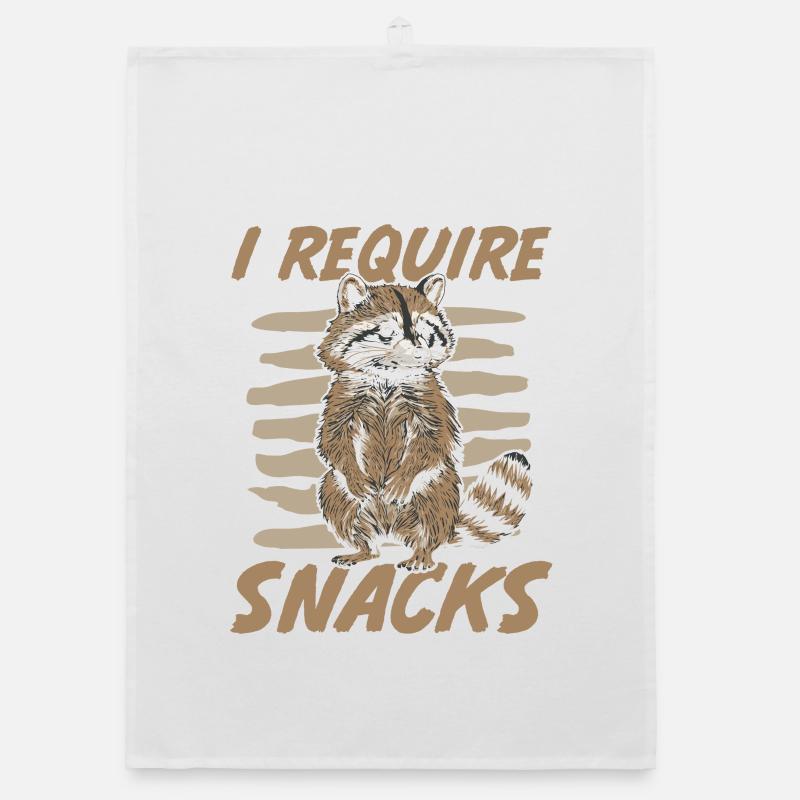 I Require Snacks Trash Panda Raccoon Organic dish towel