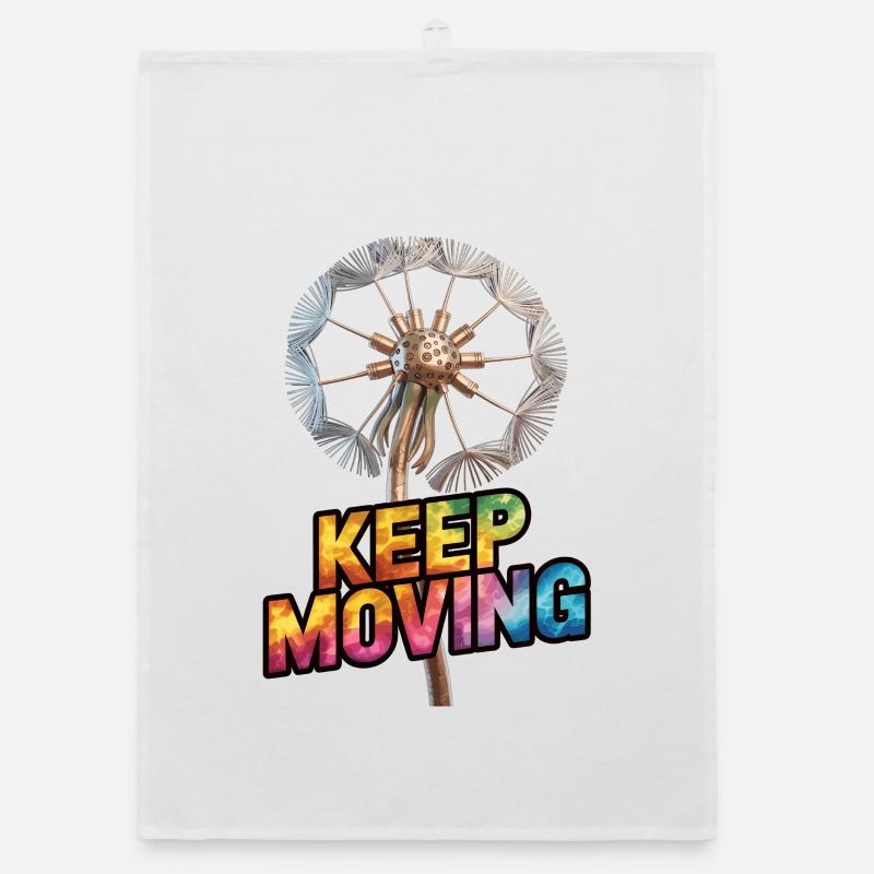 Dandelion Shirt Keep Moving Organic dish towel