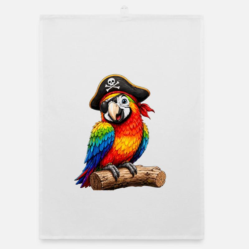 Perroquet pirate coloré avec cache-œil pour enfants Torchon bio