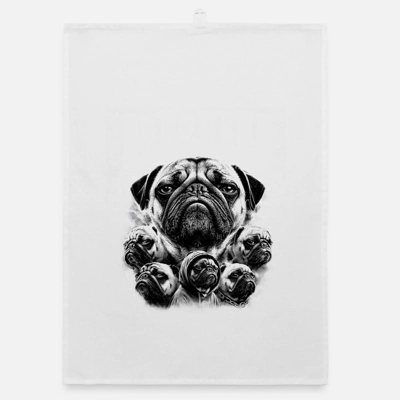 Collage de carlins : Multiples visages Torchon bio