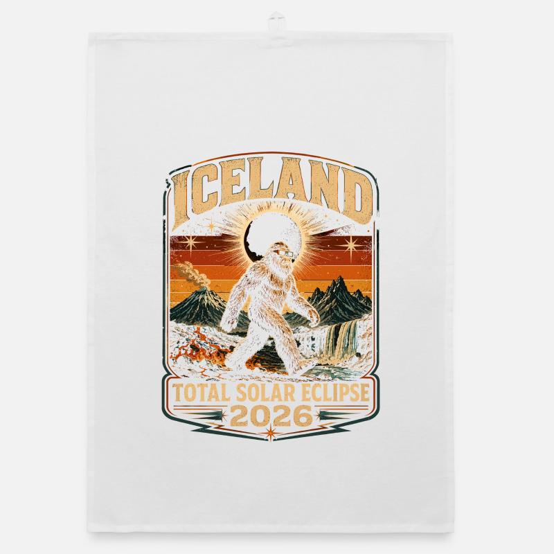 Éclipse solaire totale de Island Patch 2026 Torchon bio
