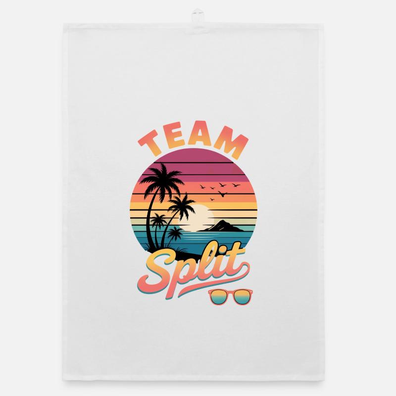 Team Split Sunset Retro Organic dish towel