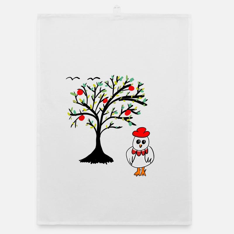 Apple Tree Chicken Hen Chickens Tree Organic dish towel