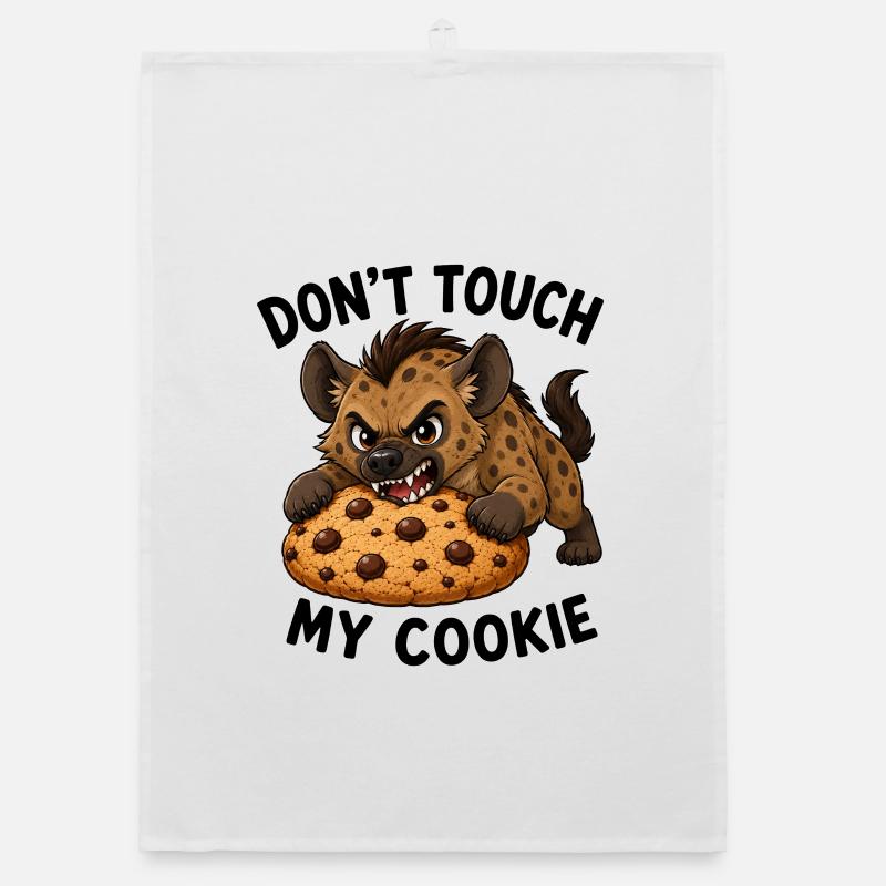 Biscuit hyène de dessin animé mignon, ne touche pas à mon biscuit Torchon bio