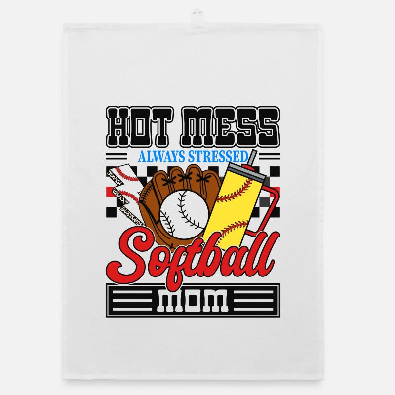Gestresste Softball Mama Organic Geschirrtuch