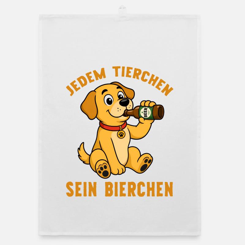 Jedem Tierchen sein Bierchen Hund trinkt Bier Organic Geschirrtuch