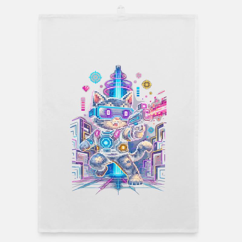 Laser Tag Cat Organic dish towel