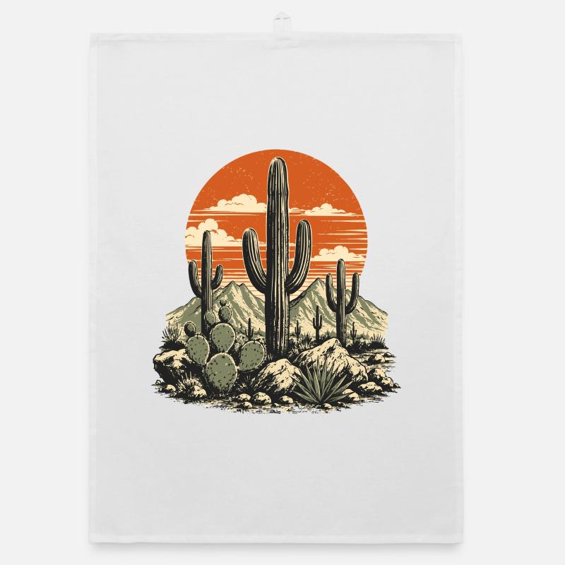 Desert Cactus Sunset Organic dish towel