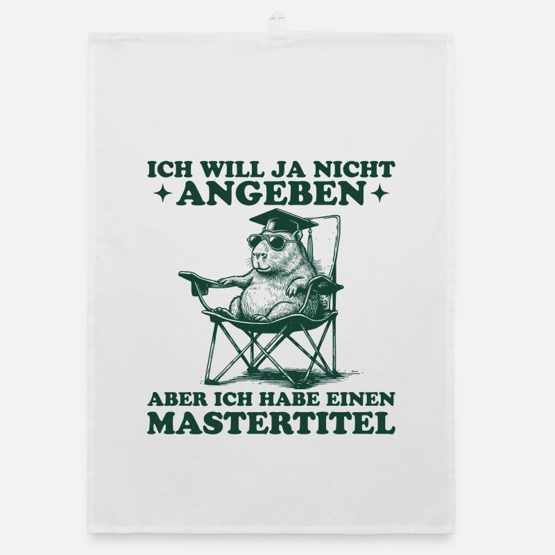 Mastertitel Capybara mit Master Abschluss Organic Geschirrtuch