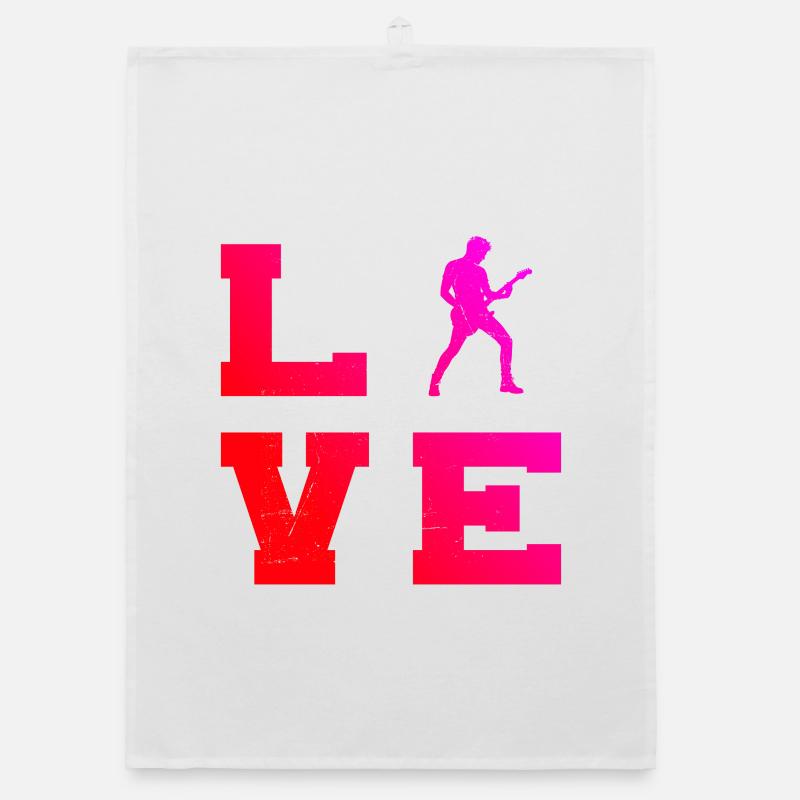 Gift idea for a guitar player with guitar Organic dish towel