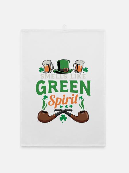Smells Like Green Spirit Irish Parody Graphic - Organic Geschirrtuch - Weiß - Vorne