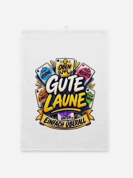 Gute Laune Einfach Überall Lustiger Spiel Spruch - Organic Geschirrtuch - Weiß