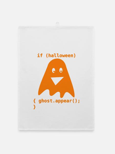 Orange Halloween Ghost Code – lustiger Programmierer-Gif - Organic Geschirrtuch - Weiß - Vorne