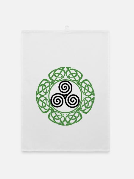 Celtic Irland Wikinger Keltisch Knoten Muster Baum - Organic Geschirrtuch - Weiß - Vorne