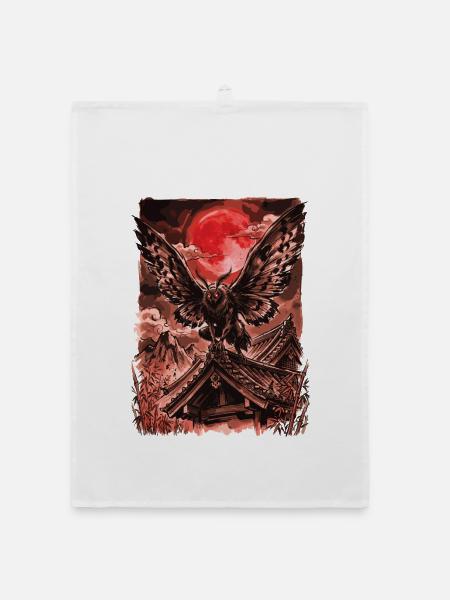 Mothman Ukiyo-e japanische Kryptid-Folklorekunst - Organic Geschirrtuch - Weiß - Vorne