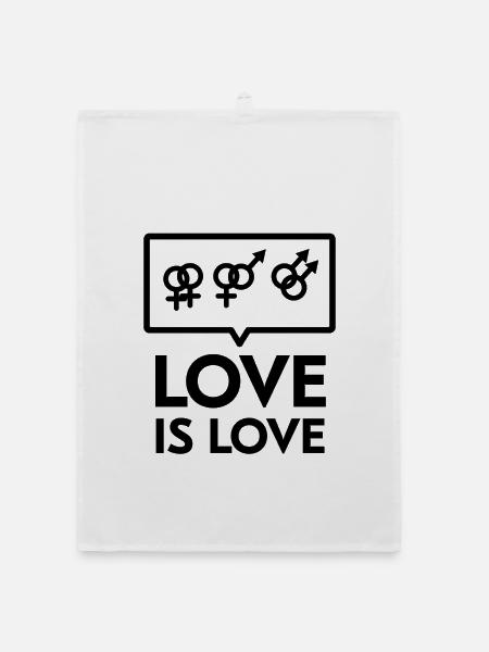 Love Is Love Gay Pride Equality Statement Design - Organic Geschirrtuch - Weiß - Vorne