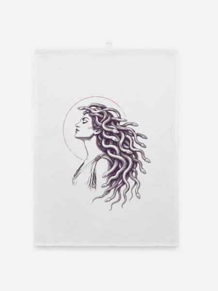 Medusa Schlangen Haare Griechische Mythologie - Organic Geschirrtuch - Weiß - Vorne
