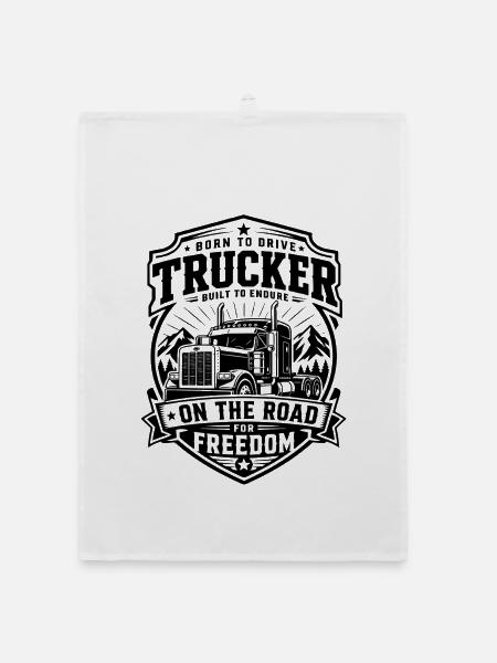 Trucker Freiheit - Organic Geschirrtuch - Weiß - Vorne