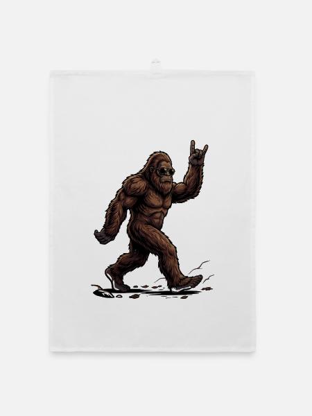 Bigfoot Rock And Roll Sasquatch Kryptidmusik - Organic Geschirrtuch - Weiß - Vorne