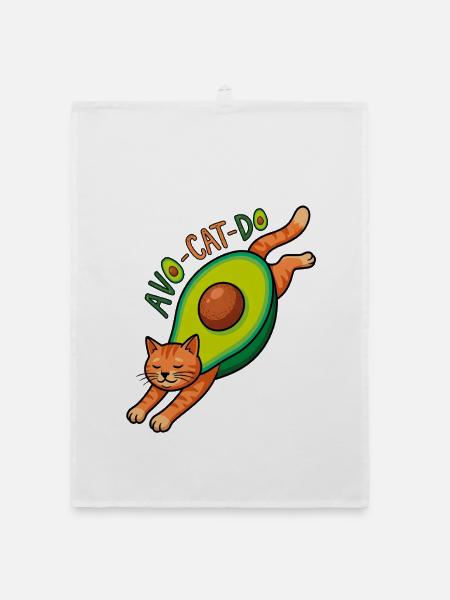 AvoCatDo Dehnkatze - Organic Geschirrtuch - Weiß - Vorne