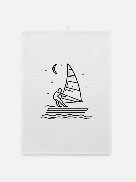 Windsurfen Skizze - Organic Geschirrtuch - Weiß - Vorne