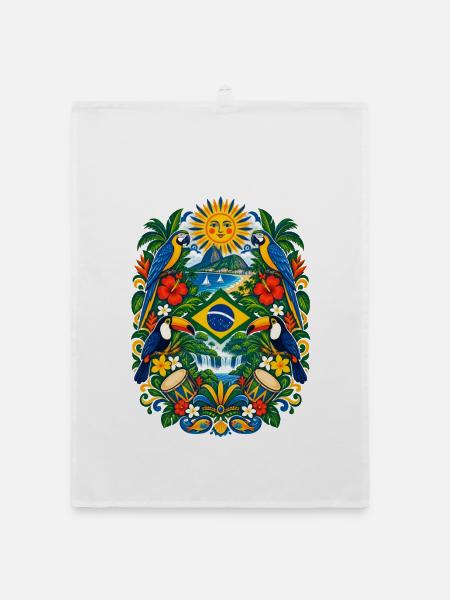 Brasilien | Amazonas, Tukane & Samba - Organic Geschirrtuch - Weiß - Vorne