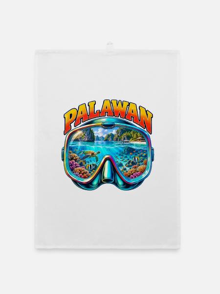 Palawan Philippinen Tauchen Schnorcheln Urlaub - Organic Geschirrtuch - Weiß - Vorne