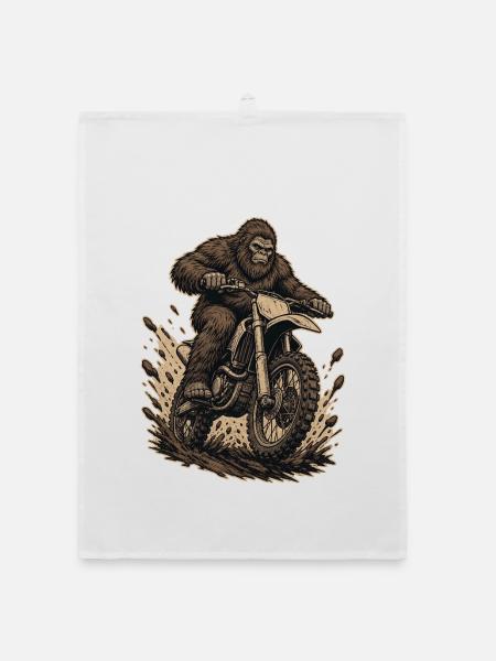  Bigfoot Dirt Bike Motocross Sasquatch Riding - Organic Geschirrtuch - Weiß - Vorne