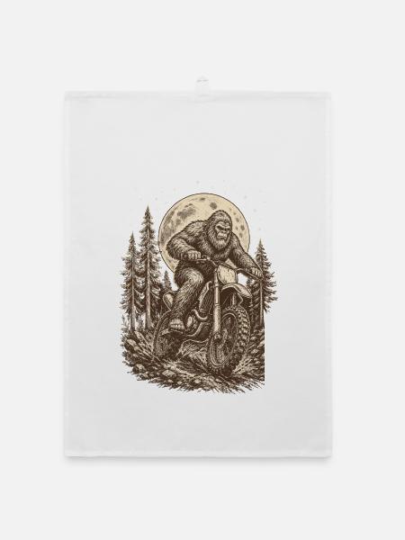  Bigfoot Riding Dirt Bike Motocross Sasquatch - Organic Geschirrtuch - Weiß - Vorne