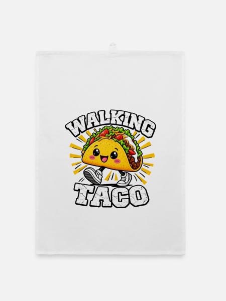 Walking Taco, lustige Kostüm-Tacos  - Organic Geschirrtuch - Weiß - Vorne