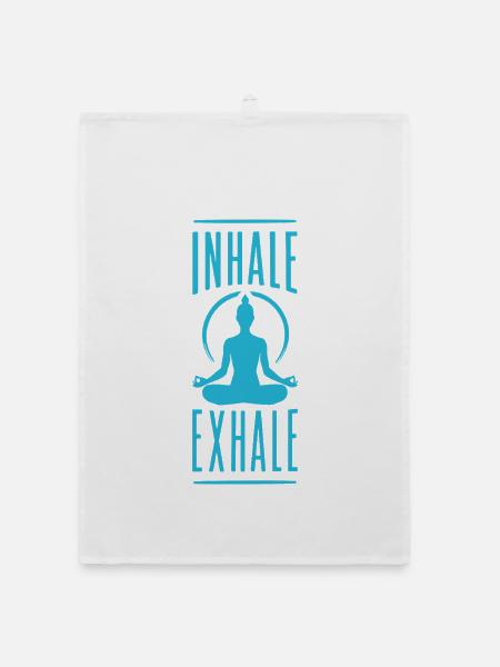 Inhale Exhale Yoga Meditation Spruch - Organic Geschirrtuch - Weiß