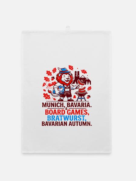 Munich Bavaria Board Games Bratwurst Bratw - Organic Geschirrtuch - Weiß - Vorne
