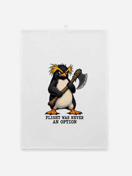 Funny Angry Penguin - Flight Was Never An Option - Organic Geschirrtuch - Weiß - Vorne