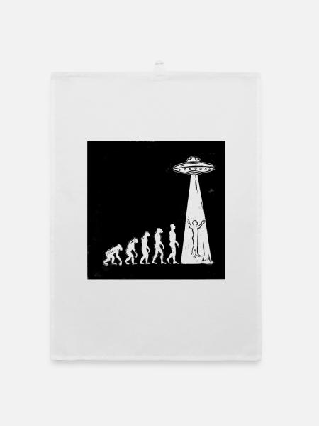  Evolution Mensch Zu Alien Ufo Entführung Science - Organic Geschirrtuch - Weiß - Vorne