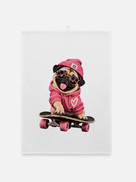 Mops Hund süßer Mops niedlicher Mops - Organic Geschirrtuch - Weiß - Vorne