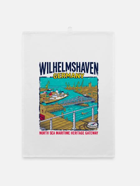 City Wilhelmshaven Germany North Sea Maritime - Organic Geschirrtuch - Weiß - Vorne