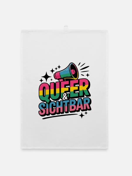 Queer Und Sichtbar Pride LGBTQ Community - Organic Geschirrtuch - Weiß - Vorne