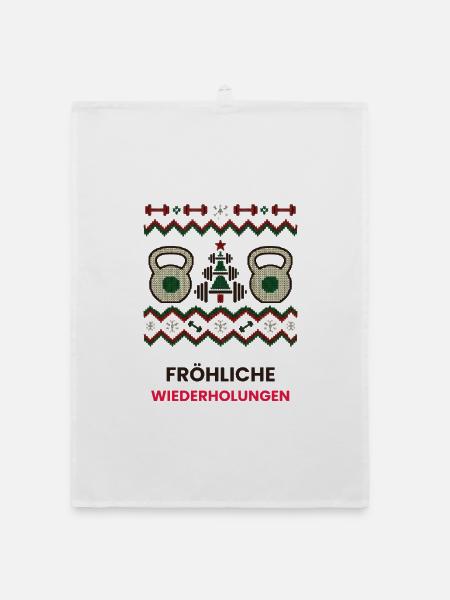 Fröhliche Wiederholungen Kettlebell - Organic Geschirrtuch - Weiß
