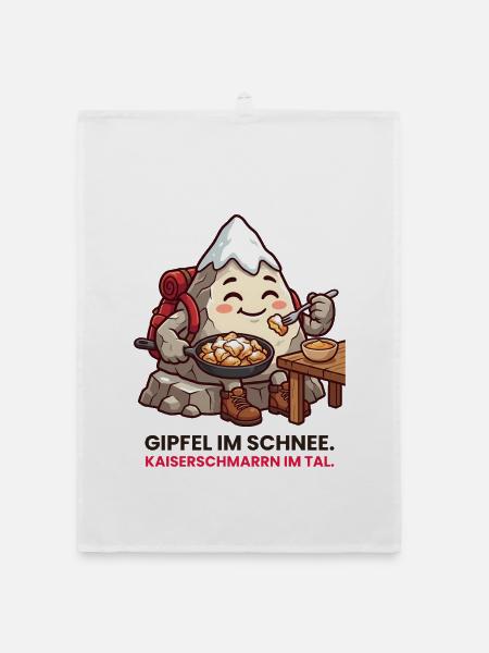 Berg Kaiserschmarrn Gipfel im Schnee - Organic Geschirrtuch - Weiß