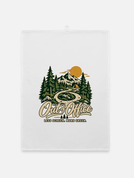 Out of Office – Wandern & Natur T-Shirt - Organic Geschirrtuch - Weiß