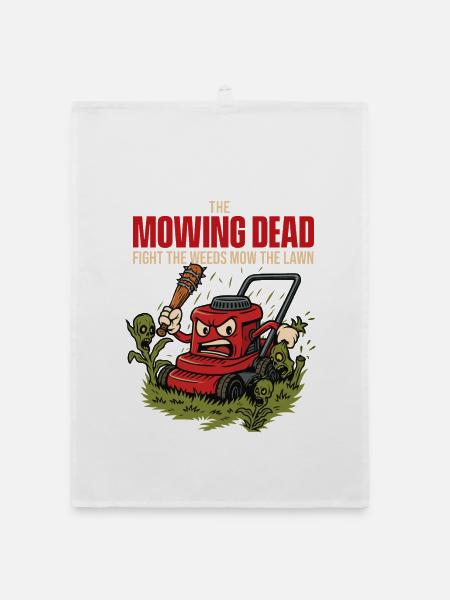 The Moging Dead – Lustige Rasenmähen von Zombie-Unkräutern - Organic Geschirrtuch - Weiß - Vorne